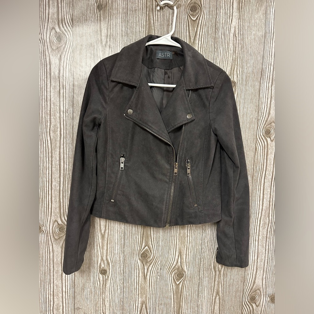 ASTR Charcoal Gray Suede Moto Jacket Sz XS